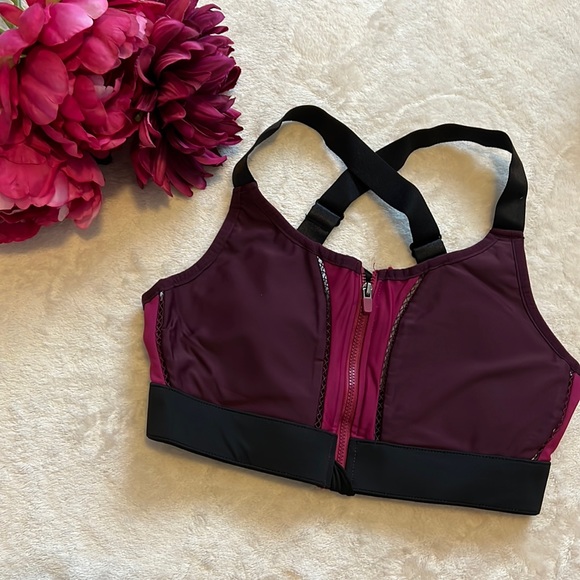 {Fabletics} Purple and Wine Zip Front Bra - Picture 1 of 4